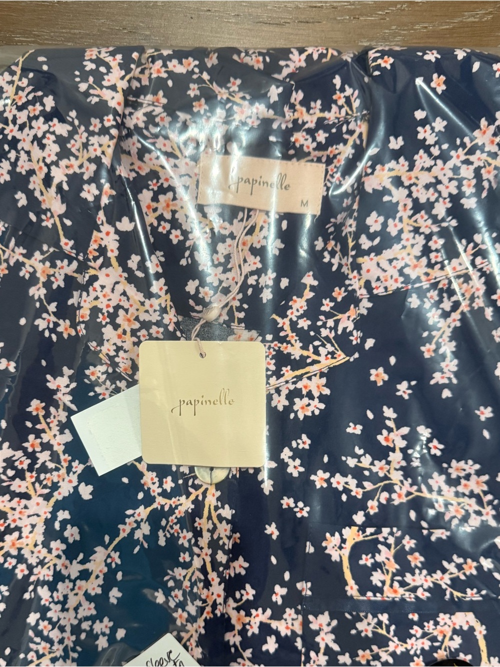 Papinelle Navy Cherry Blossom Long Sleeve Long Pants Pajamas - Picture 7 of 9